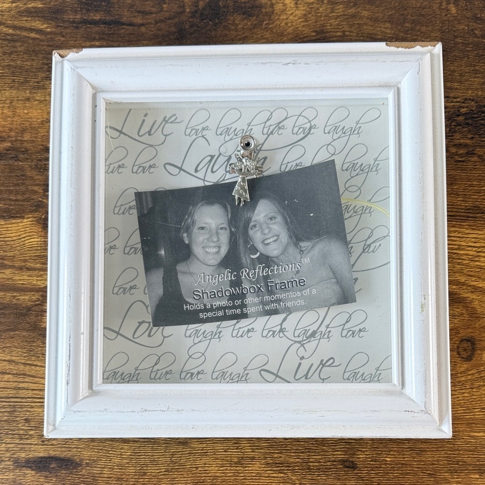 NWT White Shadowbox Distressed Design Wooden Frame 9” x 9”
